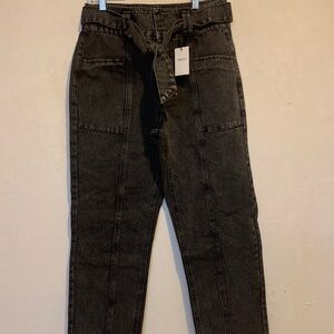 Forever21 Washed Black Size 28 Belted Jeans
